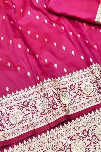 Rani zari woven silk traditional saree with blouse piece