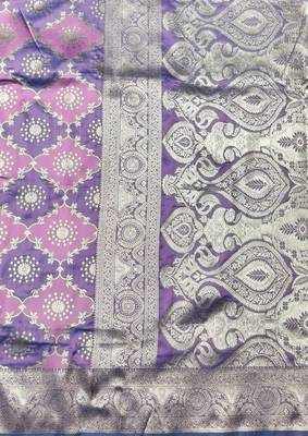 Purple zari woven silk traditional saree with blouse piece 5