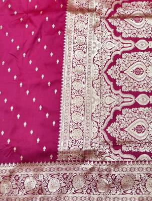 Rani zari woven silk traditional saree with blouse piece 5