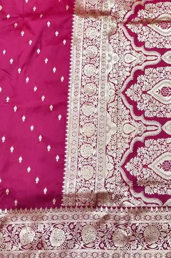 Rani zari woven silk traditional saree with blouse piece