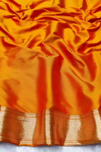 Gold zari woven banarasi silk traditional saree with blouse piece