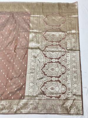 Coffee zari woven silk traditional saree with blouse piece 2