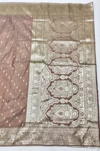 Coffee zari woven silk traditional saree with blouse piece