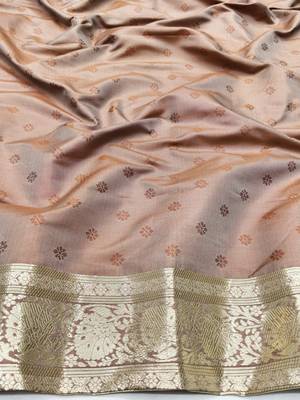 Coffee zari woven silk traditional saree with blouse piece 4