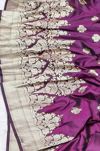 Wine zari woven banarasi silk traditional saree with blouse piece