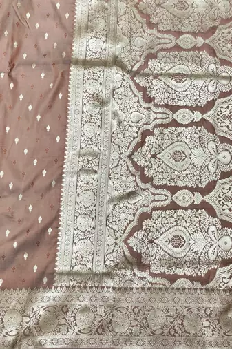 Coffee zari woven silk traditional saree with blouse piece