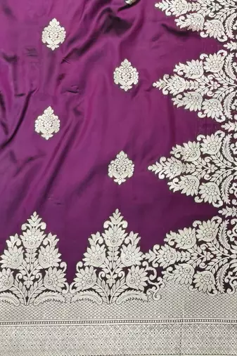 Wine zari woven banarasi silk traditional saree with blouse piece