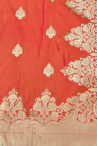 Pink zari woven banarasi silk traditional saree with blouse piece