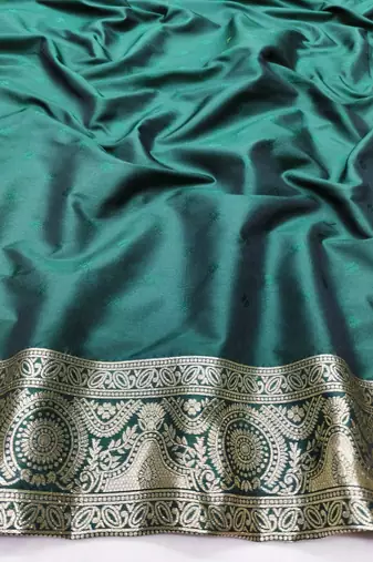 Green zari woven silk traditional saree with blouse piece