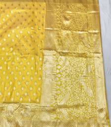 Gold zari woven banarasi silk traditional saree with blouse piece