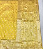 Gold zari woven banarasi silk traditional saree with blouse piece