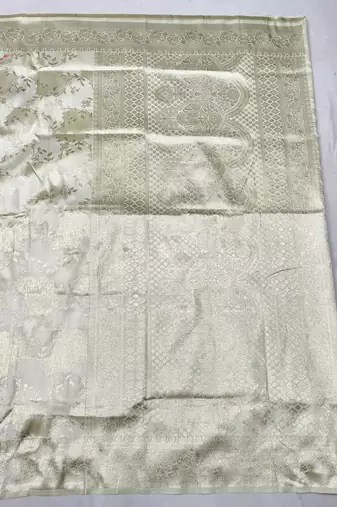 cream zari woven silk traditional saree with blouse piece