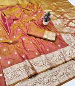 Wine zari woven banarasi silk traditional saree with blouse piece