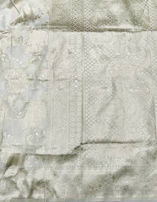 cream zari woven silk traditional saree with blouse piece 5