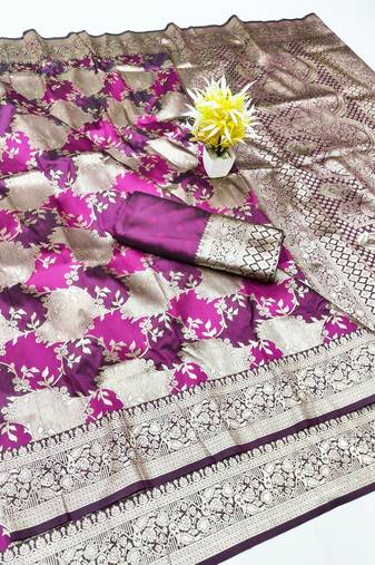Winezari woven banarasi silk traditional saree with blouse piece