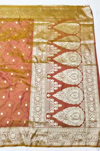 Wine zari woven banarasi silk traditional saree with blouse piece
