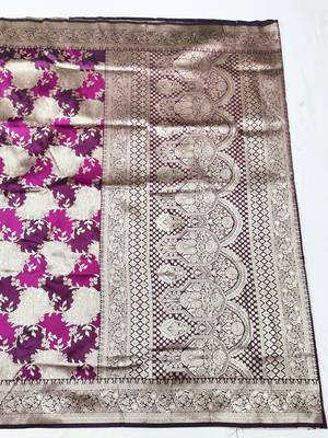 Wine Zari woven silk traditional saree with blouse piece 2
