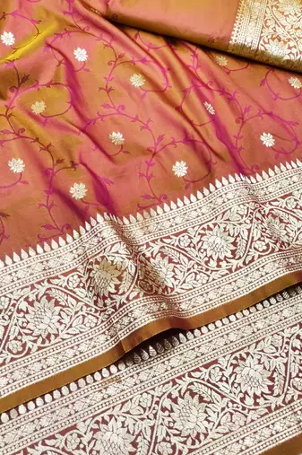 Wine zari woven banarasi silk traditional saree with blouse piece