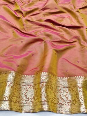 Wine zari woven banarasi silk traditional saree with blouse piece 4