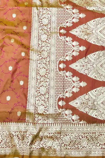 Wine zari woven banarasi silk traditional saree with blouse piece