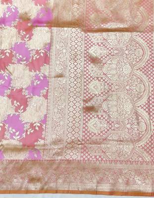 Purple zari woven banarasi silk traditional saree with blouse piece 5