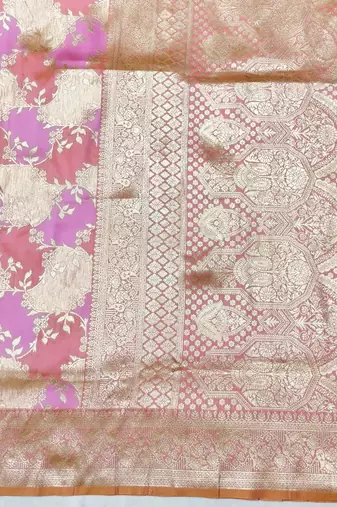 Purple zari woven banarasi silk traditional saree with blouse piece