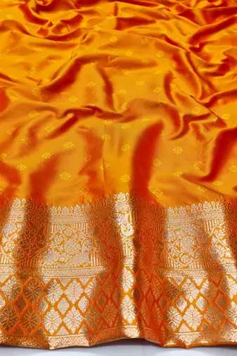 Gold zari woven silk traditional saree with blouse piece