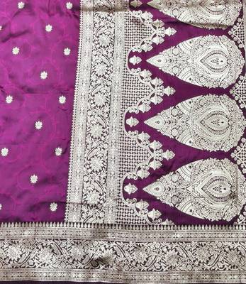 Wine zari woven silk traditional saree with blouse piece 5