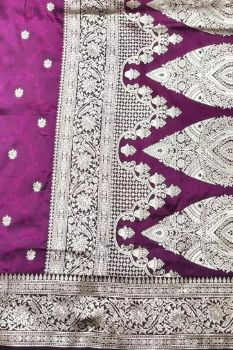Wine zari woven silk traditional saree with blouse piece