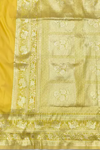 Gold zari woven silk traditional saree with blouse piece