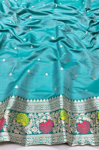 Lime yellow zari woven silk traditional saree with blouse piece