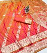 Rani zari woven banarasi silk traditional saree with blouse piece