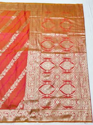 Rani zari woven silk traditional saree with blouse piece 2