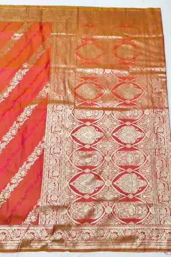 Rani zari woven silk traditional saree with blouse piece