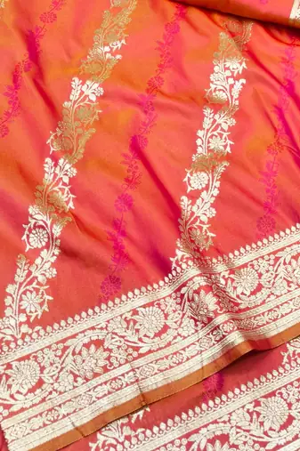 Rani zari woven silk traditional saree with blouse piece