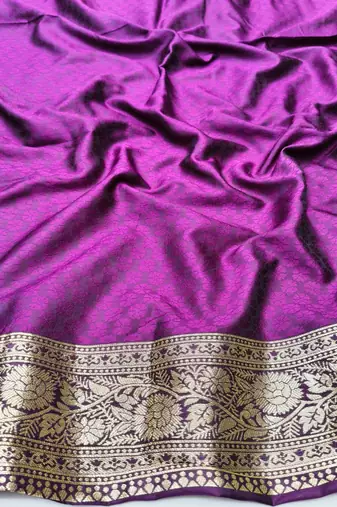 Wine zari woven silk traditional saree with blouse piece