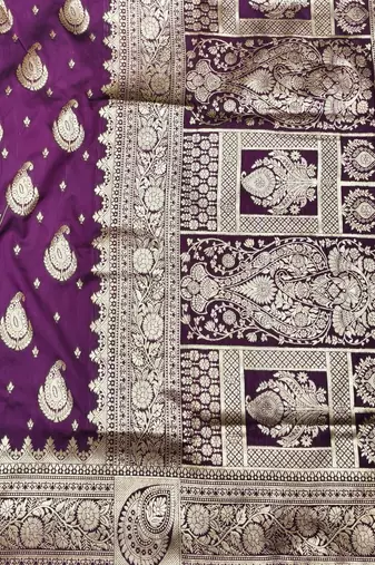 Wine zari woven silk traditional saree with blouse piece