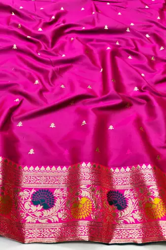 Blue zari woven silk traditional saree with blouse piece