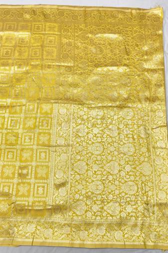 Gold zari woven banarasi silk traditional saree with blouse piece