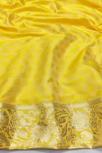 Gold zari woven banarasi silk traditional saree with blouse piece