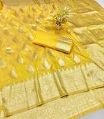 Gold zari woven silk traditional saree with blouse piece