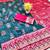 Dark blue zari woven baluchari silk traditional saree with blouse piece