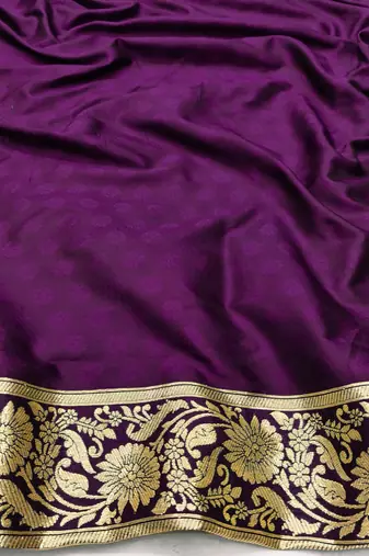 Wine zari woven silk traditional saree with blouse piece