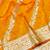 Mustard zari woven banarasi silk traditional saree with blouse piece