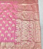 Pink zari woven banarasi silk traditional saree with blouse piece