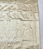 Cream zari woven banarasi silk traditional saree with blouse piece