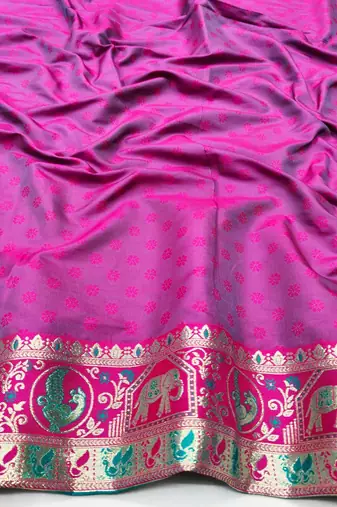 Rama zari woven silk traditional saree with blouse piece