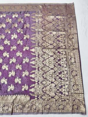 Wine zari woven silk traditional saree with blouse piece 2