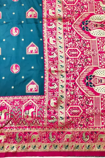 Morpich zari woven silk traditional saree with blouse piece