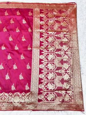 Wine zari woven silk traditional saree with blouse piece 2